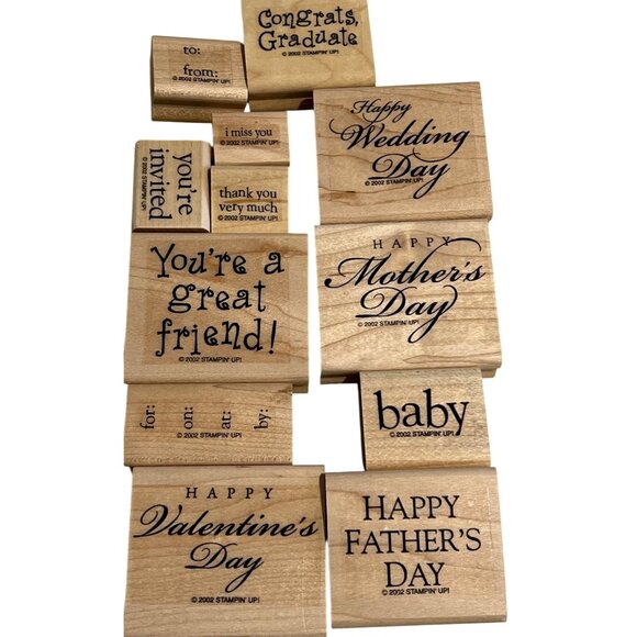 Stampin Up! All-Year Cheer II Rubber Stamp Set Of 12 Occasions & Greetings 2002 - Picture 1 of 3